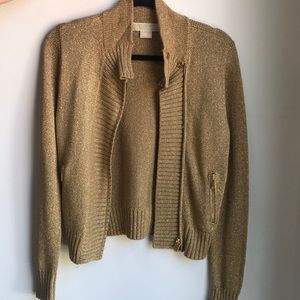Michael Kors Gold Zip Up Sweater Jacket